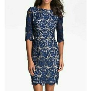 Eliza J Lace Sheath Dress, royal blue 4